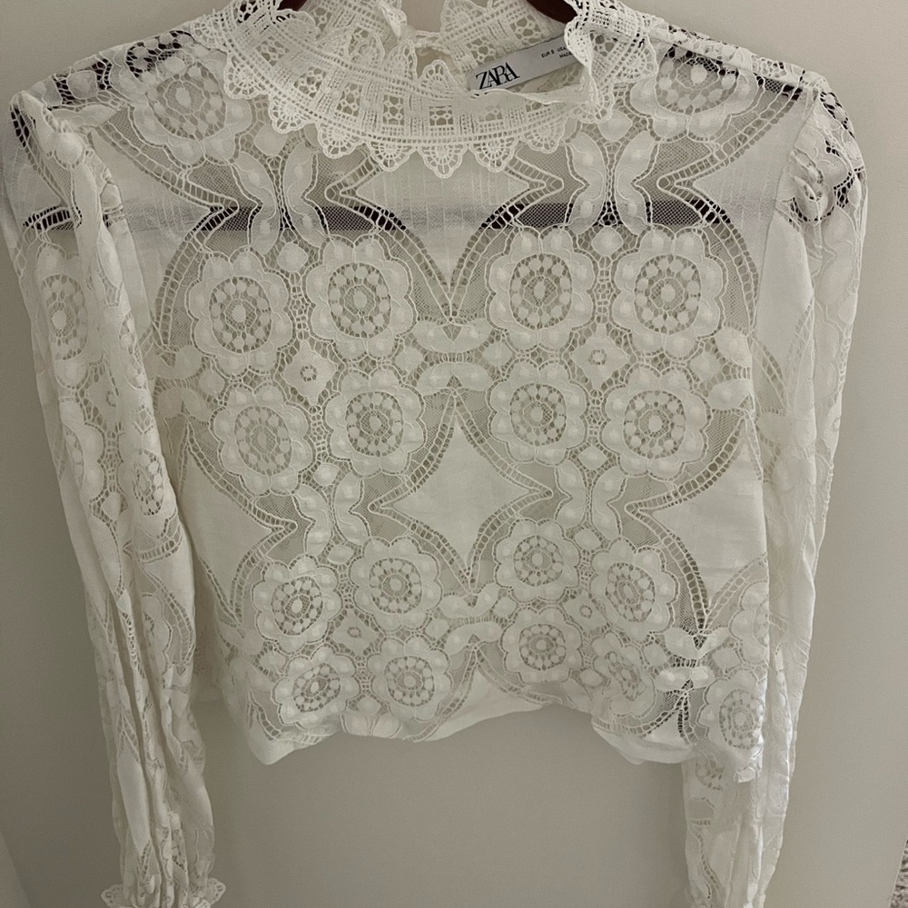 Zara Ivory Lace Blouse